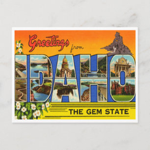 Carte Postale Salutations de l'Idaho, l'État de Gem