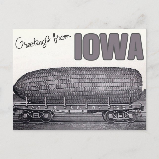 Carte Postale Salutations de l'Iowa - Voyage de style Vintage (Devant)