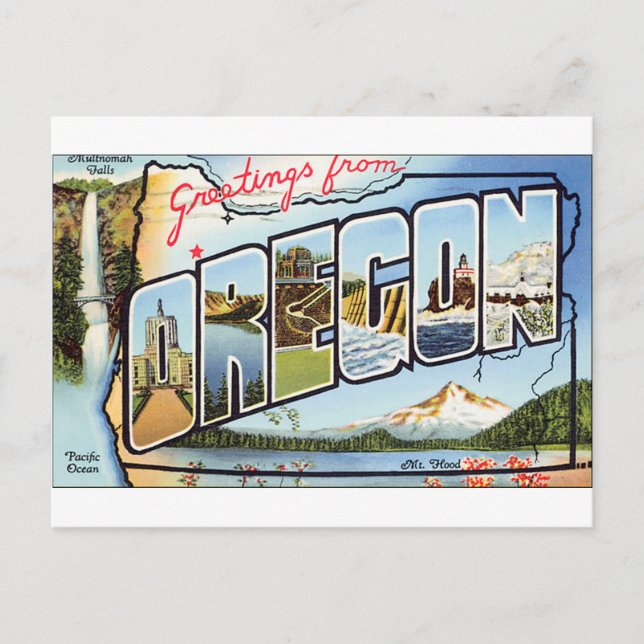 Carte Postale Salutations de l'Oregon (Devant)