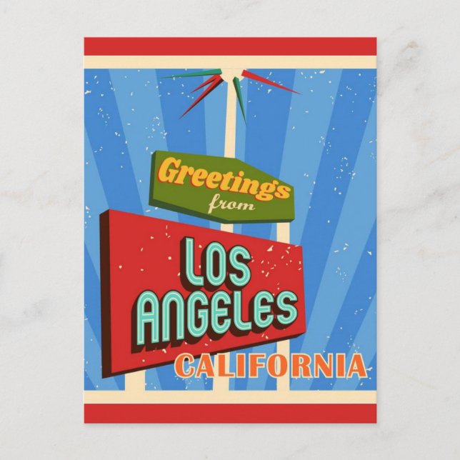 Carte Postale Salutations De Los Angeles California Retro (Devant)