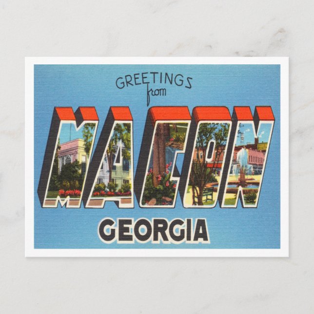 Carte Postale Salutations de Macon, Vintage voyage de Géorgie (Devant)