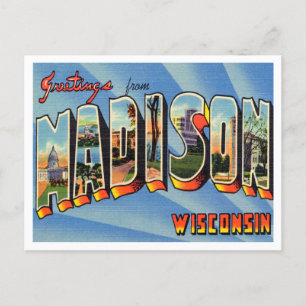 Carte Postale Salutations de Madison, Vintage voyage du Wisconsi