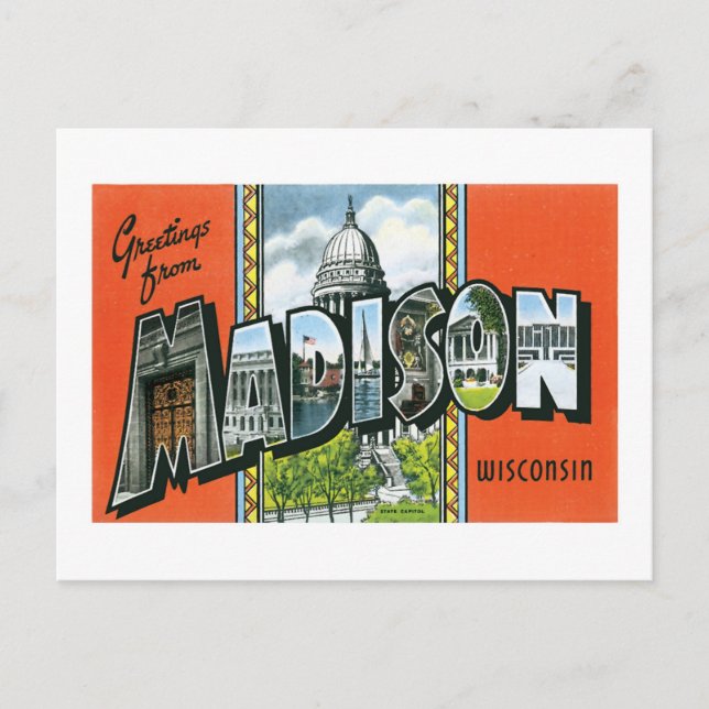 Carte Postale Salutations de Madison, Wisconsin ! (Devant)