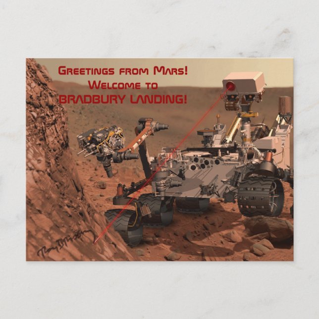 Carte Postale Salutations de Mars ! Bienvenue à BRADBURY LANDING (Devant)