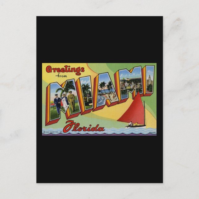 Carte Postale Salutations de Miami Floride (Devant)