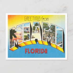 Carte Postale Salutations de Miami, Floride Vintage voyage