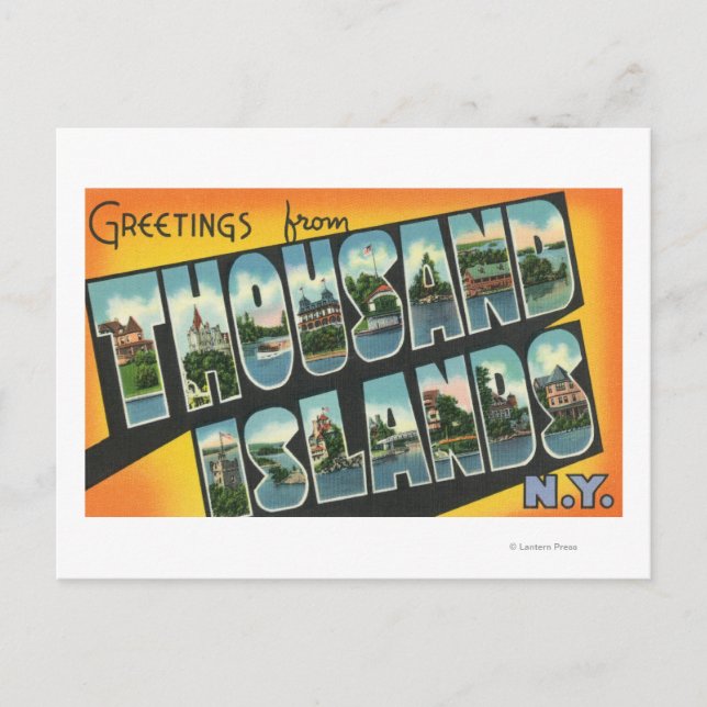 Carte Postale Salutations de Mille Îles, New York (Devant)