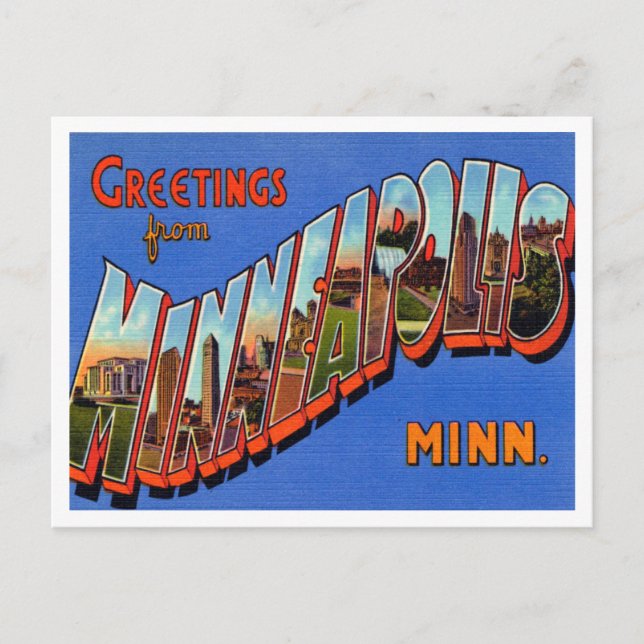 Carte Postale Salutations de Minneapolis, Minnesota Travel (Devant)