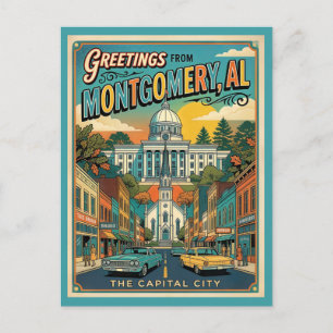 Carte Postale Salutations de Montgomery AL Rétro