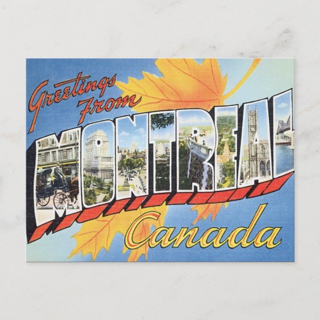 Carte Postale Salutations de Montréal Canada (Devant)