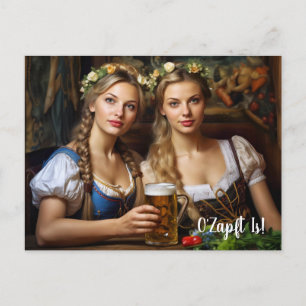 Carte Postale Salutations de Munich! Ambiance de tente à bière.
