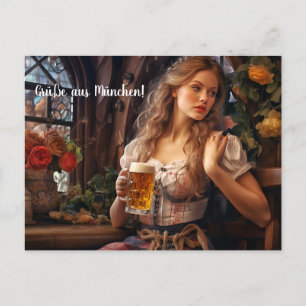Carte Postale Salutations de Munich ! L'ambiance de bière. bière