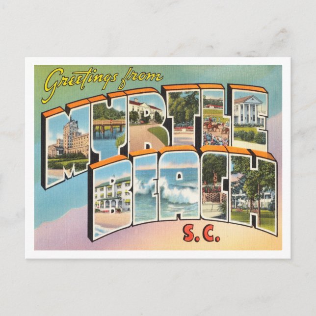 Carte Postale Salutations de Myrtle Beach, Caroline du Sud Trave (Devant)