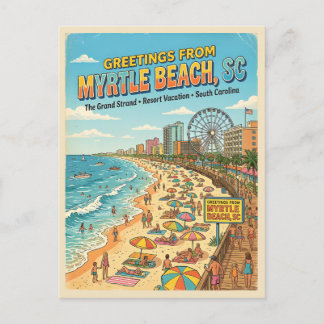 Carte Postale Salutations de Myrtle Beach SC Inspiré de l'ancien