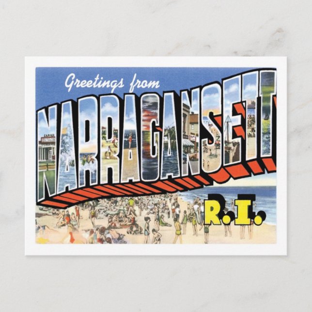 Carte Postale Salutations De Narragansett Rhode Island City (Devant)