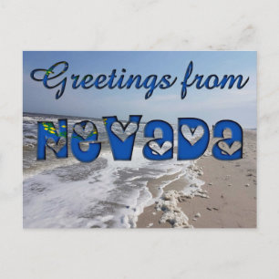 Carte Postale Salutations de Nevada State Flag Hearts USA
