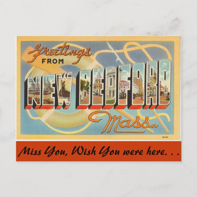 Carte Postale Salutations de New Bedford (Devant)