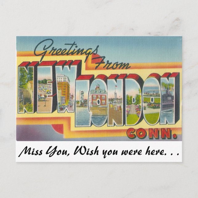 Carte Postale Salutations de New London, Connecticut (Devant)