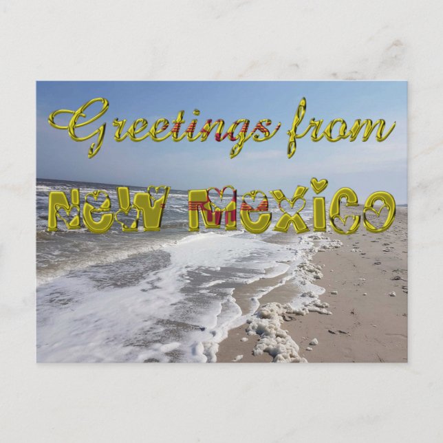 Carte Postale Salutations de New Mexico State Flag Hearts USA (Devant)
