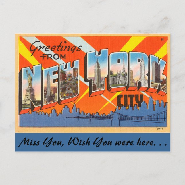 Carte Postale Salutations de New York City (Devant)