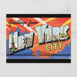 Carte Postale Salutations de New York City_Affiche de voyage vin