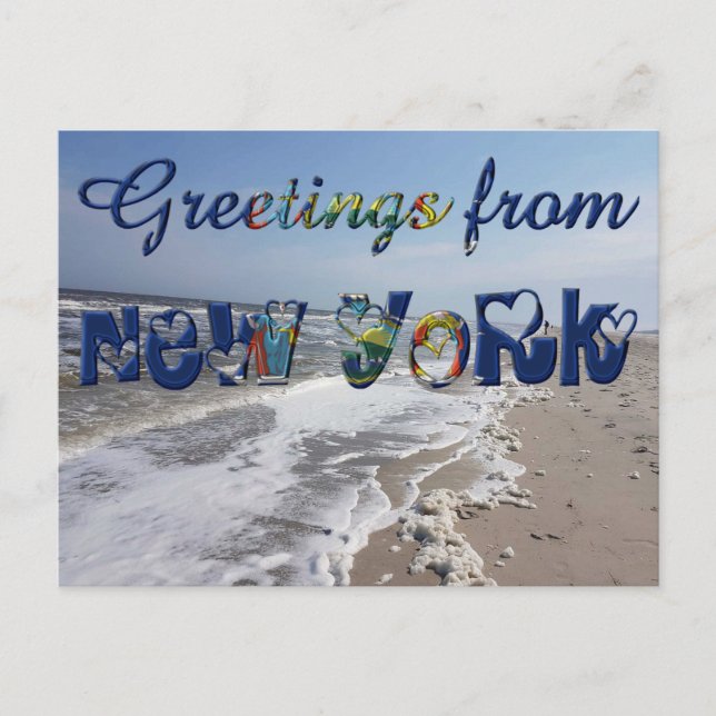 Carte Postale Salutations de New York State Flag Hearts USA (Devant)