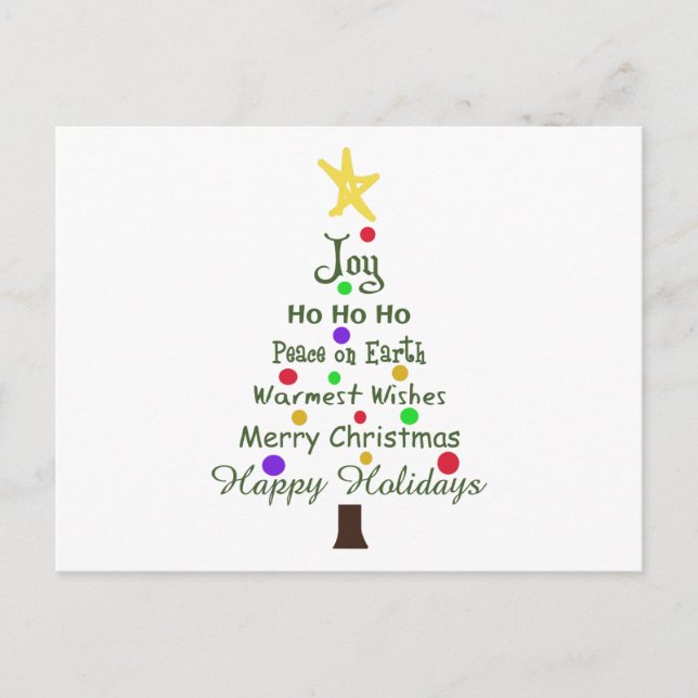 Carte Postale Salutations de Noël Arbre (Devant)