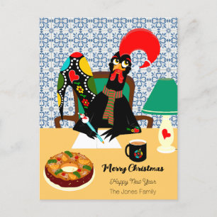 Carte Postale Salutations de Noël du Rooster portugais
