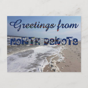 Carte Postale Salutations de North Dakota State Flag Hearts USA