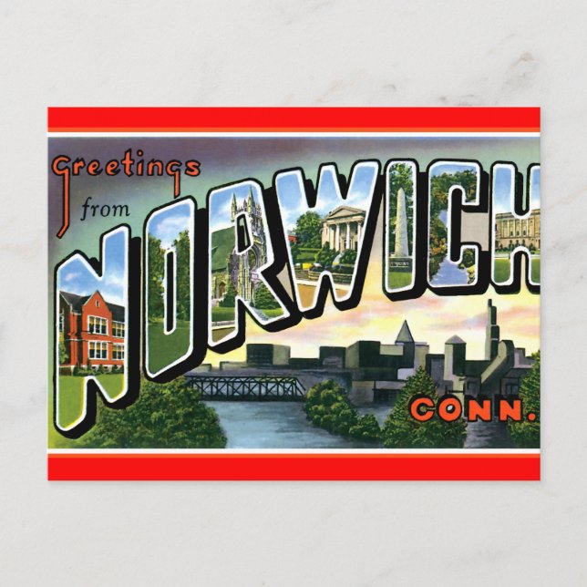 Carte Postale Salutations De Norwich Connecticut (Devant)