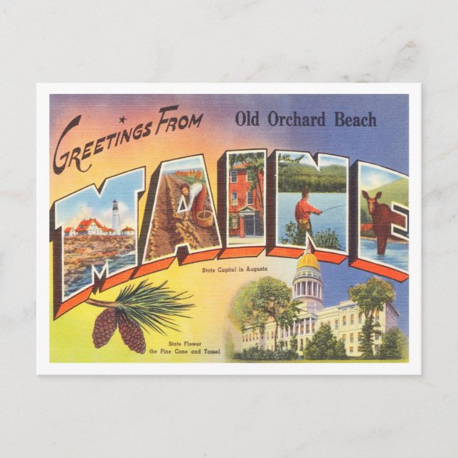 Carte Postale Salutations de Old Orchard Beach, Maine Travel (Devant)