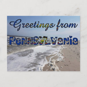 Carte Postale Salutations de Pennsylvania State Flag Hearts USA
