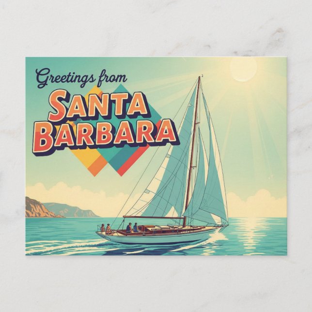 Carte Postale Salutations de Père Noël Barbara California (Devant)
