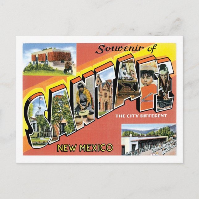 Carte Postale Salutations de Père Noël Fe NM US City (Devant)