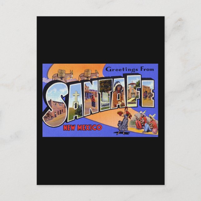 Carte Postale Salutations de Père Noël Fe Nouveau Mexique (Devant)