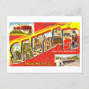 Carte Postale Salutations de Père Noël Fe, Nouveau-Mexique, Vint
