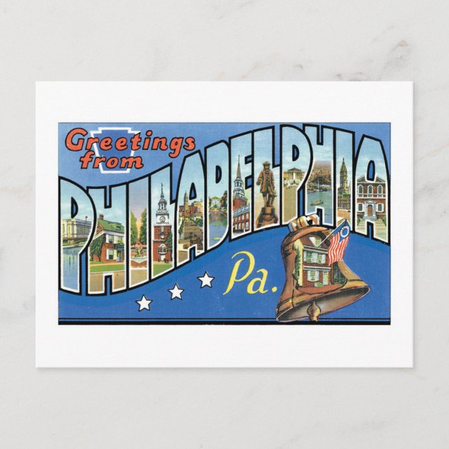Carte Postale Salutations de Philadelphie, PA (Devant)