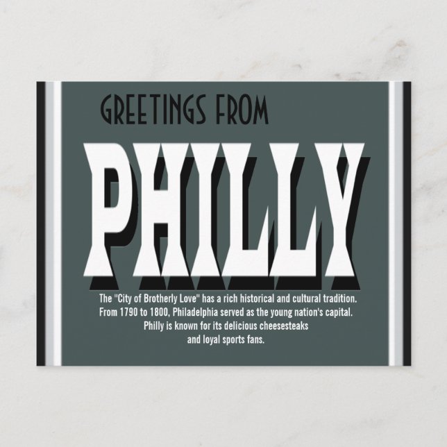 Carte Postale Salutations de Philly Postcard (Devant)