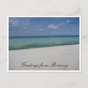 Carte Postale salutations de plage blanche