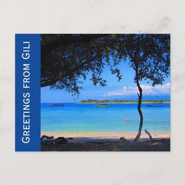 Carte Postale salutations de plage gili (Devant)