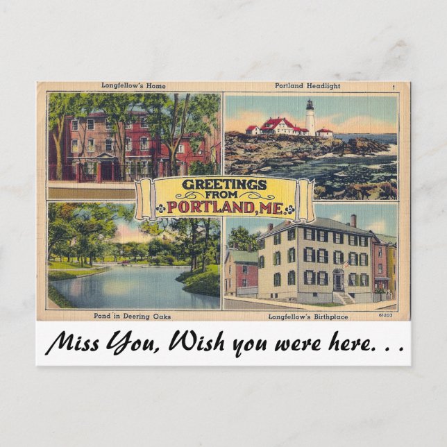 Carte Postale Salutations de Portland, Maine (Devant)