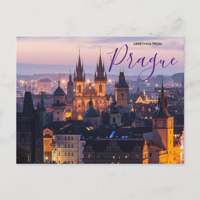 Carte Postale Salutations de Prague Pittoresque Postcard Tchèque (Devant)