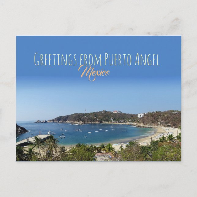 Carte Postale Salutations de Puerto Angel, Mexique (Devant)