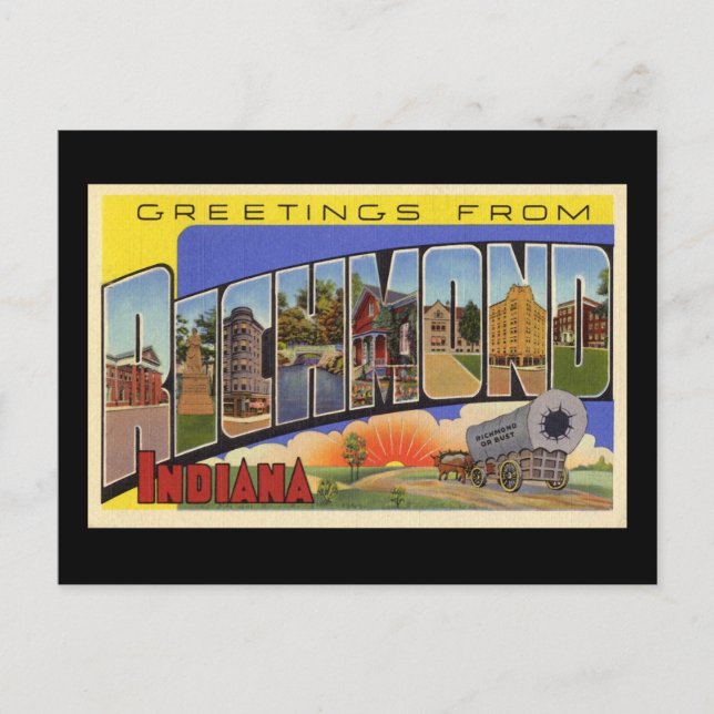 Carte Postale Salutations de Richmond Indiana (Devant)