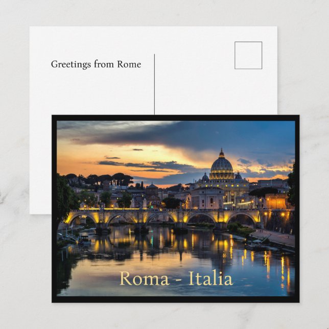 Carte Postale Salutations de Roma Italia, Texte personnalisé (Devant / Derrière)