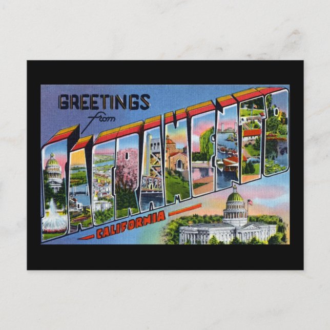 Carte Postale Salutations de Sacramento Californie (Devant)
