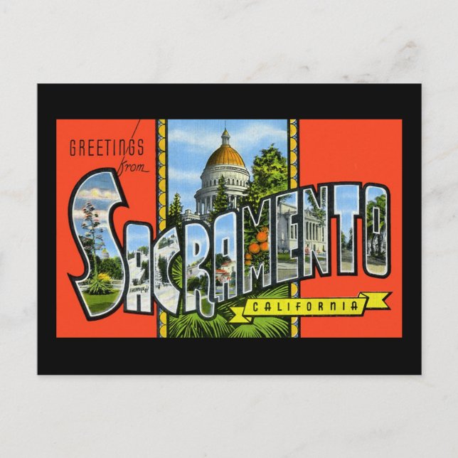 Carte Postale Salutations de Sacramento la Californie (Devant)