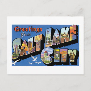 Carte Postale Salutations de Salt Lake City! Vintage et rétro !