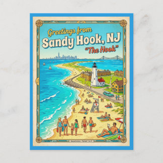 Carte Postale Salutations de Sandy Hook NJ Style Vintage 