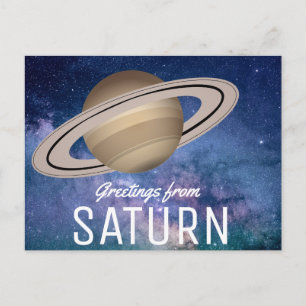 Carte Postale Salutations de Saturn - Voyage spatial